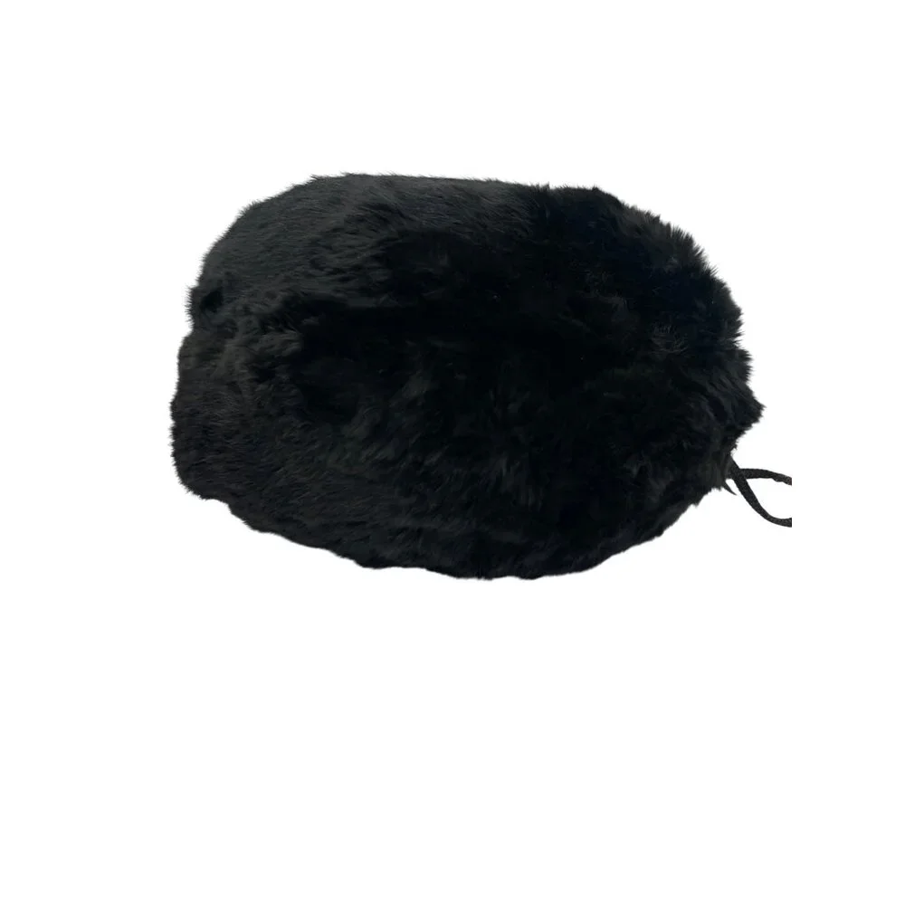 Vintage Black Fur Hand Muff Drawstring Victorian